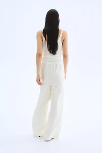 Pantalon large en lin mélangé