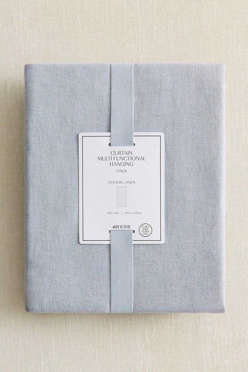1-Pack Long and Wide Linen-Blend Curtain Panel