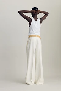 Pantalon en lin mélangé avec ceinture