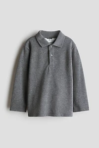 Long-Sleeved Cotton Polo Shirt