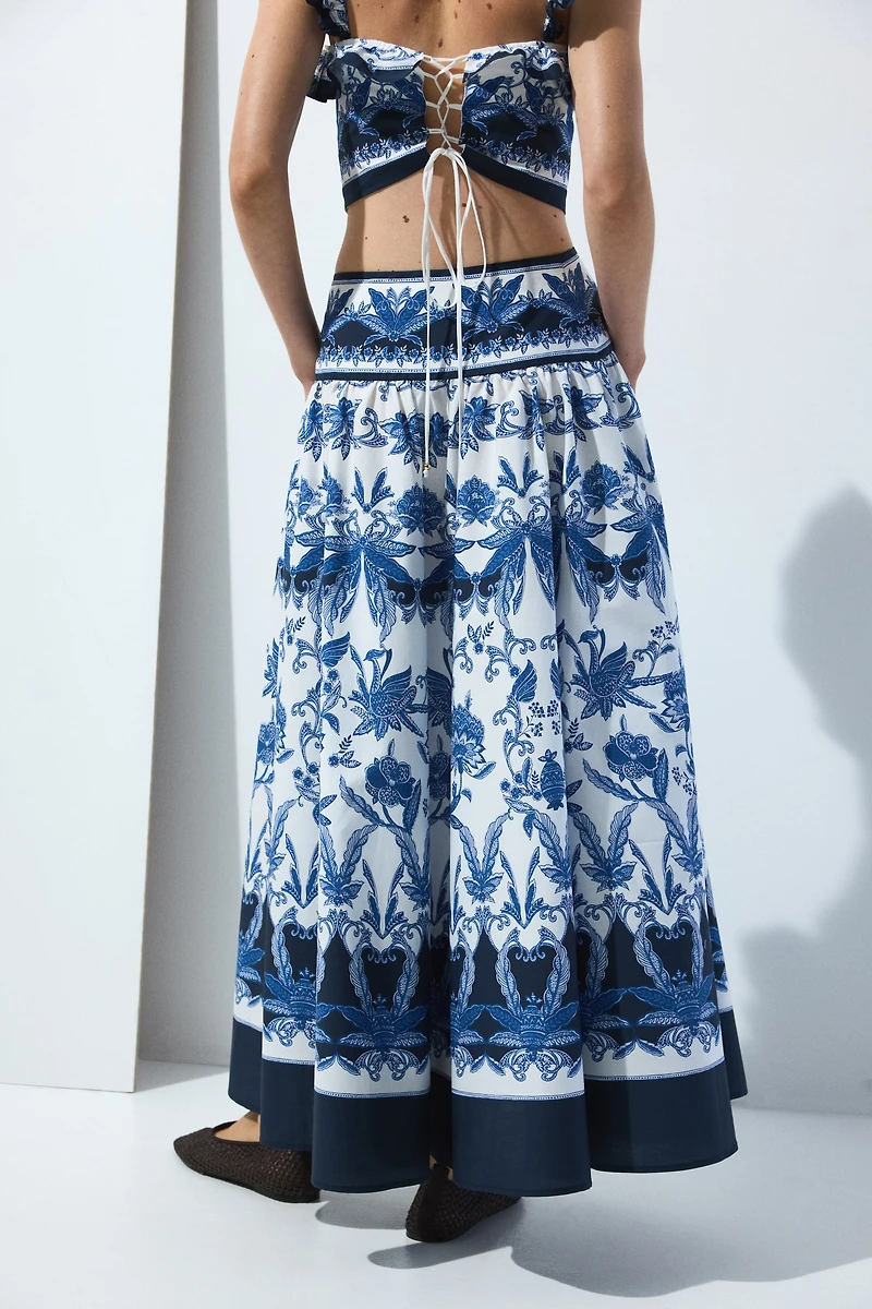 Flared Cotton Poplin Skirt