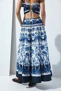 Flared Cotton Poplin Skirt