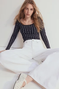 Picot-Trimmed Ribbed Top