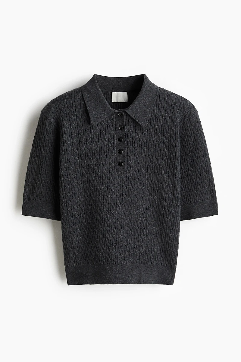 Cable-Knit Polo Shirt