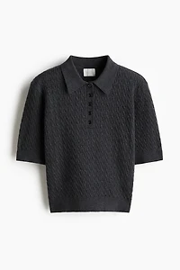Cable-Knit Polo Shirt