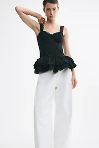 Lace-Trimmed Nylon Top