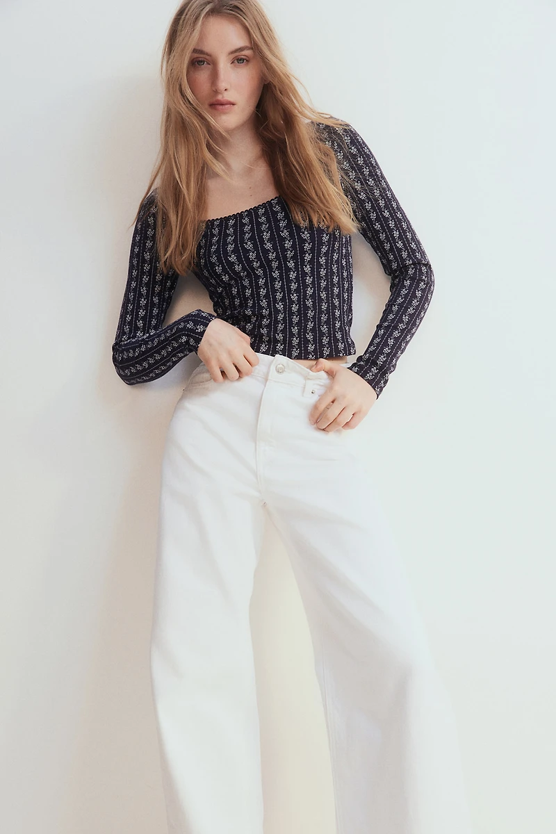 Picot-Trimmed Ribbed Top