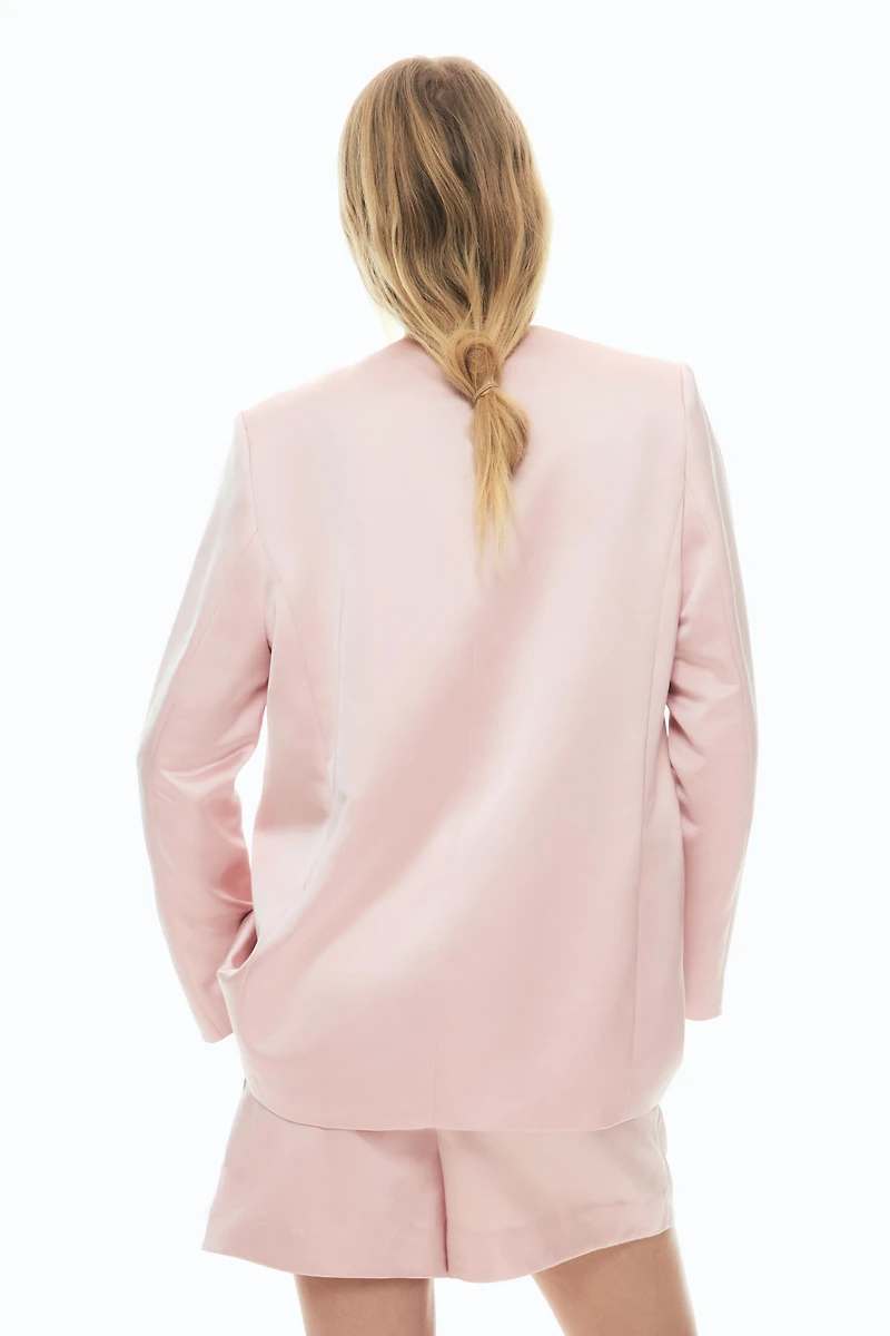 Collarless Satin Blazer