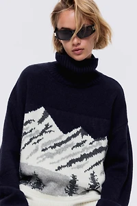 Jacquard-Knit Turtleneck Sweater