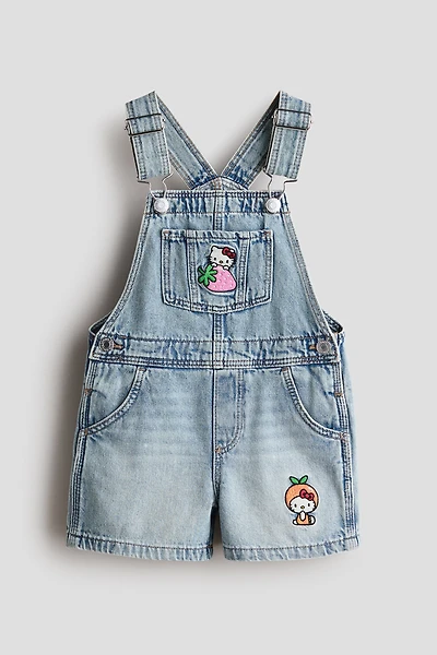 Appliquéd Denim Overall Shorts