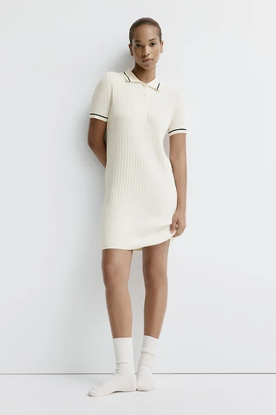 Cable-Knit Polo Dress