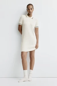 Cable-Knit Polo Dress
