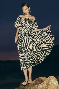 Flounced off-the-shoulder dress