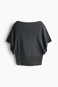 Haut à manches chauve-souris en tricot fin