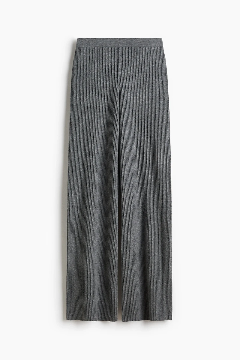 Wide-Leg Rib-Knit Pants