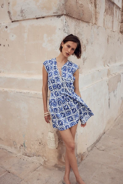 Drawstring-Detail Poplin Dress