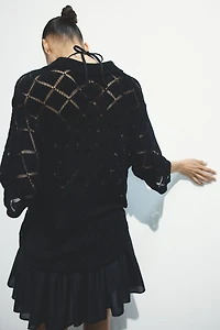 Crochet-Look Polo Shirt