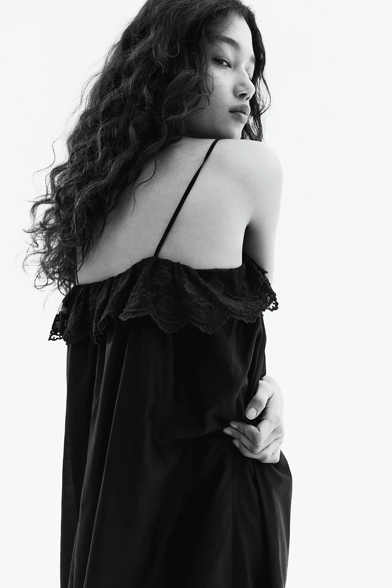 Lace-Trimmed Slip Dress