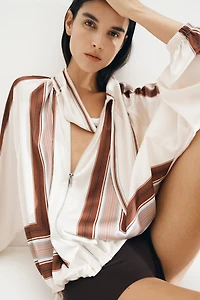 Scarf-Collar Satin Jacket
