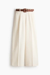 Pantalon en lin mélangé avec ceinture
