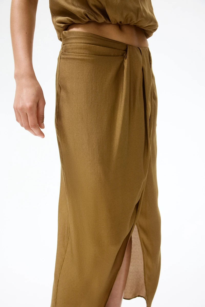 Twist-Detail Wrap Skirt