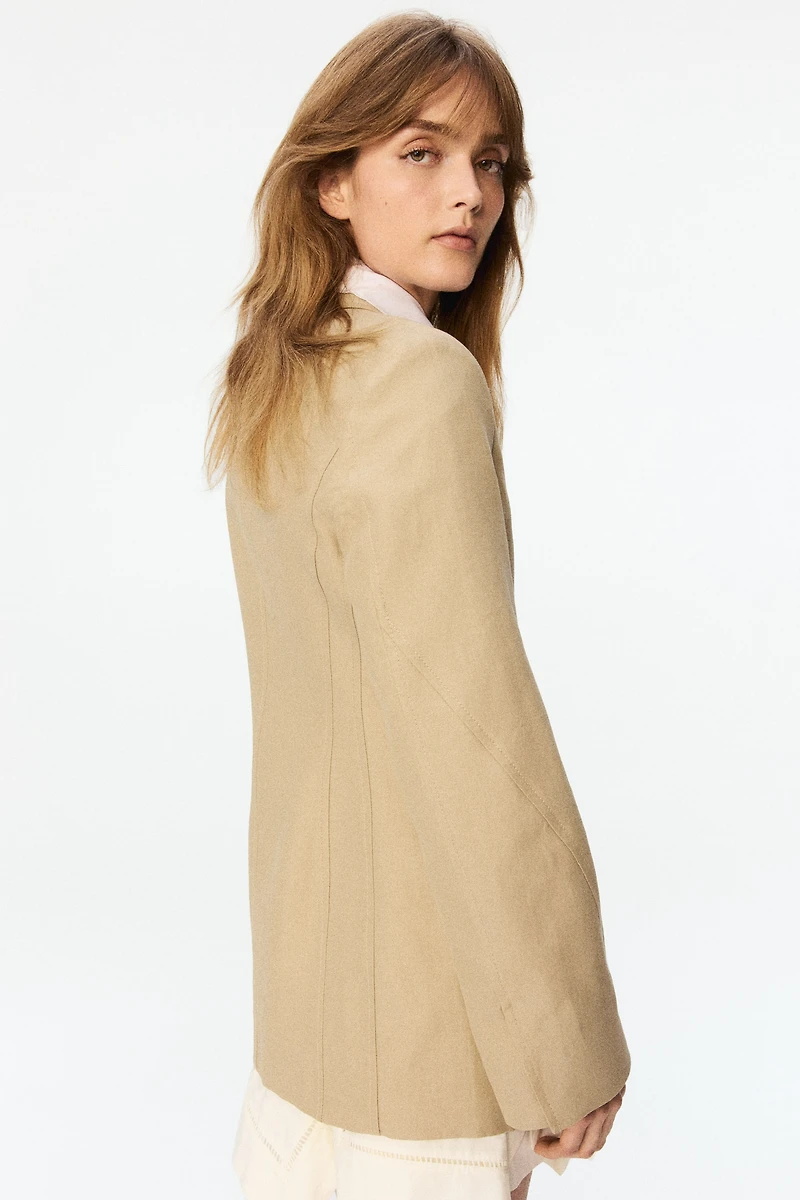 Linen-Blend Hourglass Blazer