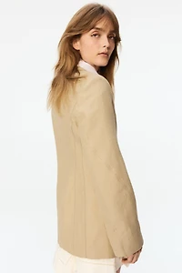 Linen-Blend Hourglass Blazer