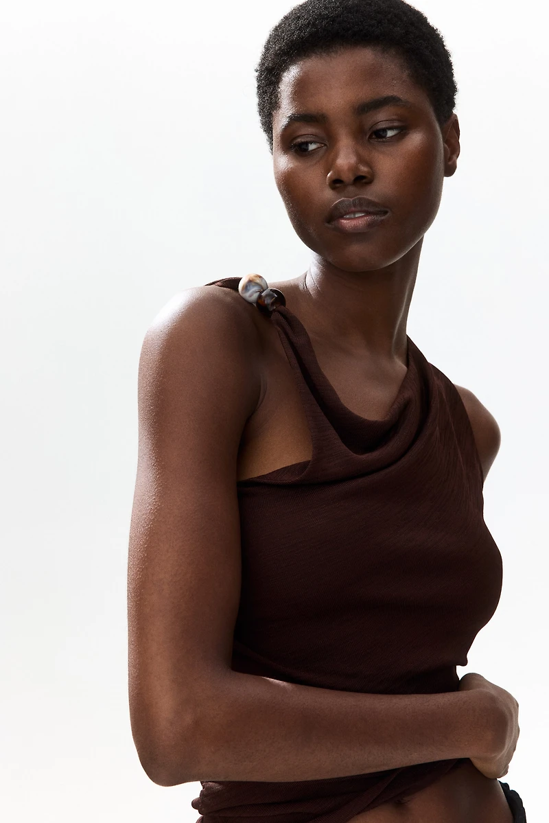 Beaded-Detail Draped Top
