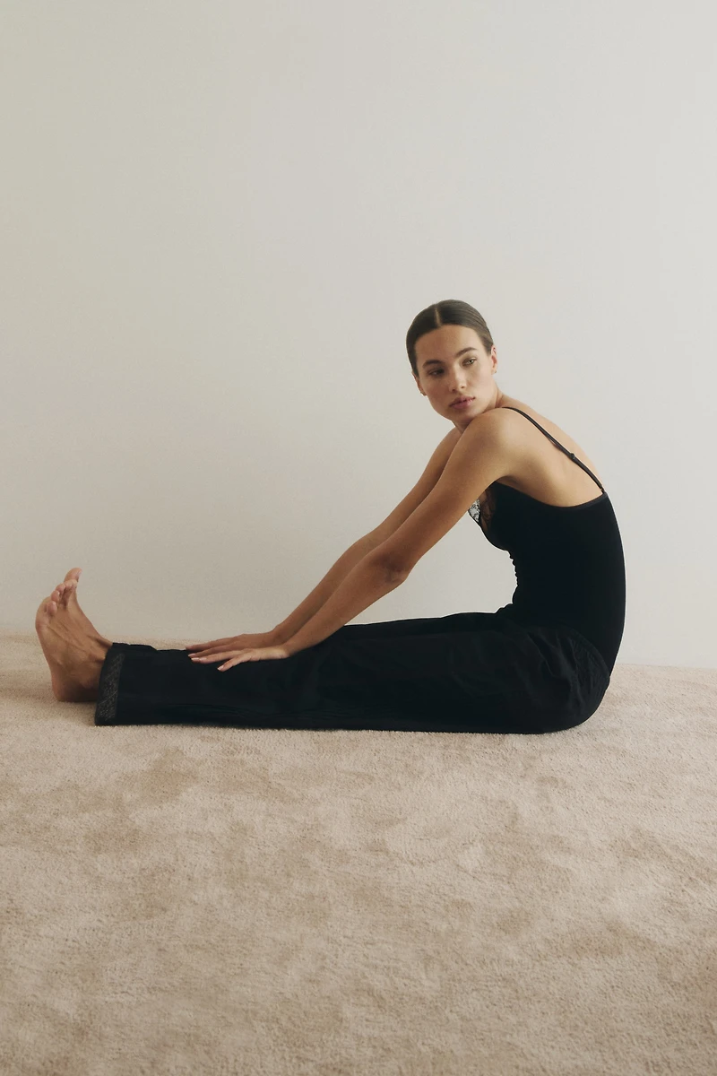 Lace-Trimmed Drawstring Pants