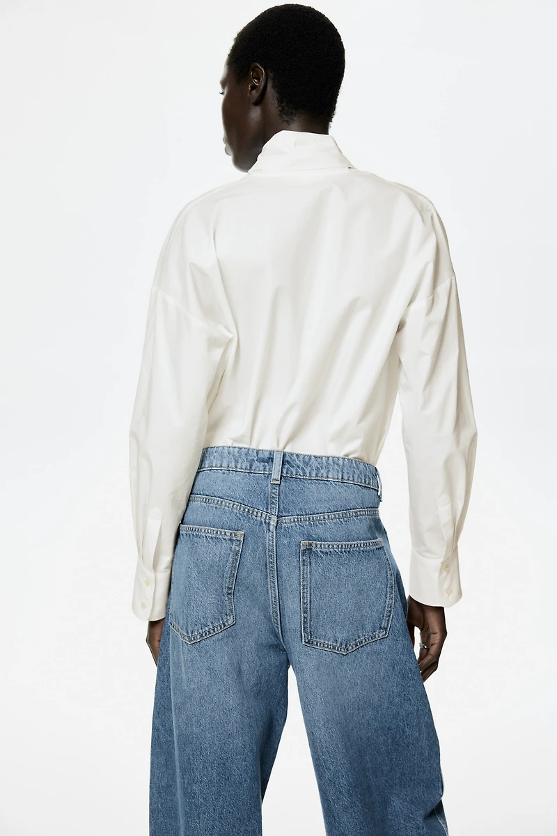 Tie-Front Poplin Shirt