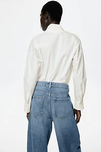 Tie-Front Poplin Shirt