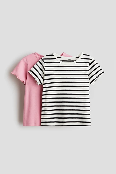 Lot de 2 T-shirts en coton côtelé