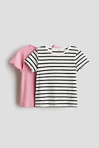 Lot de 2 T-shirts en coton côtelé