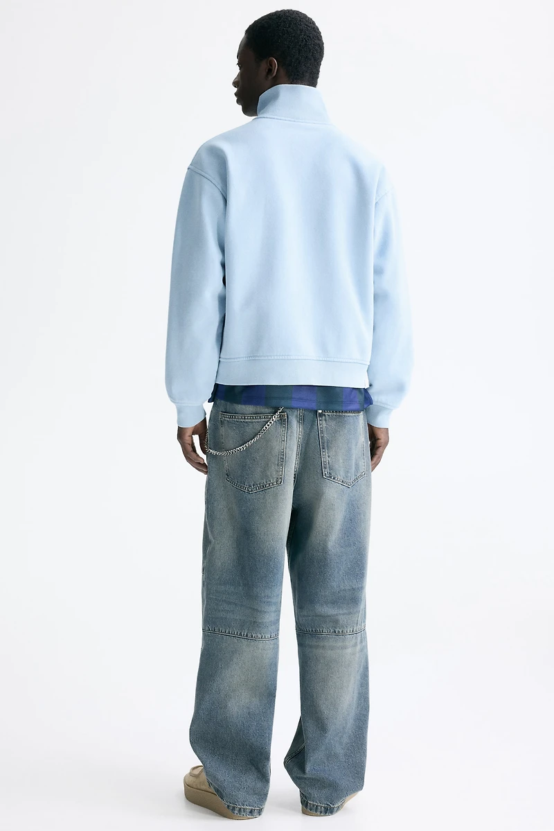 Chandail carré ample molleton à fermeture éclair