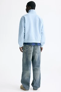 Chandail carré ample molleton à fermeture éclair