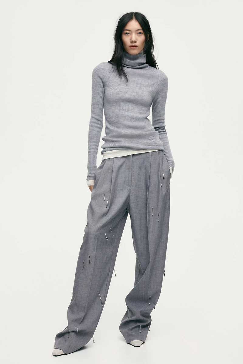 Merino Wool Turtleneck Top