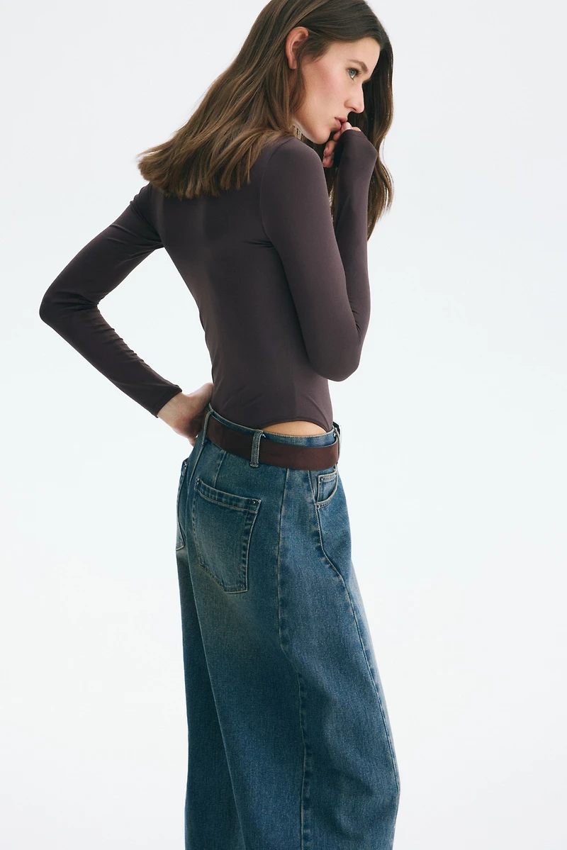 Long-Sleeved Microfiber Bodysuit