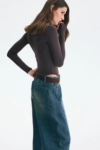 Long-Sleeved Microfiber Bodysuit