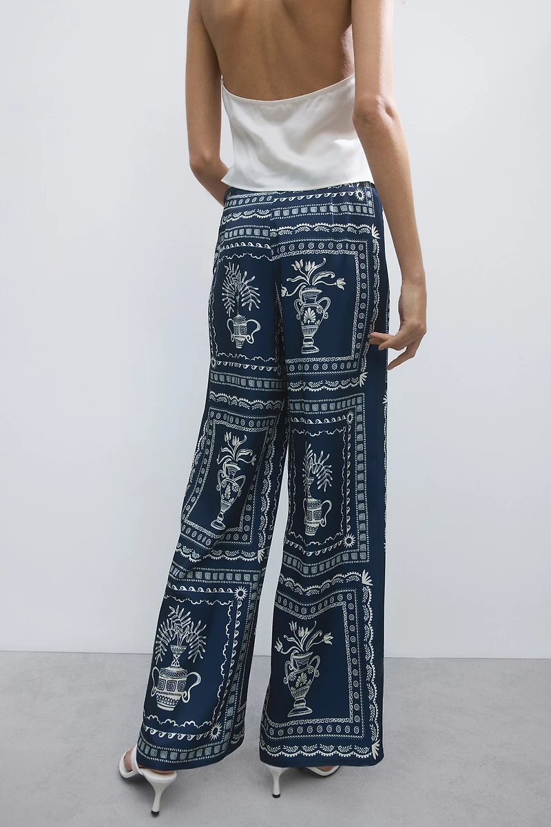 Printed Tie-Detail Pants