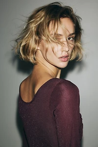 Glittery Twist-Detail Top