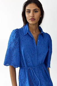 Eyelet-Embroidered Cotton Shirt Dress