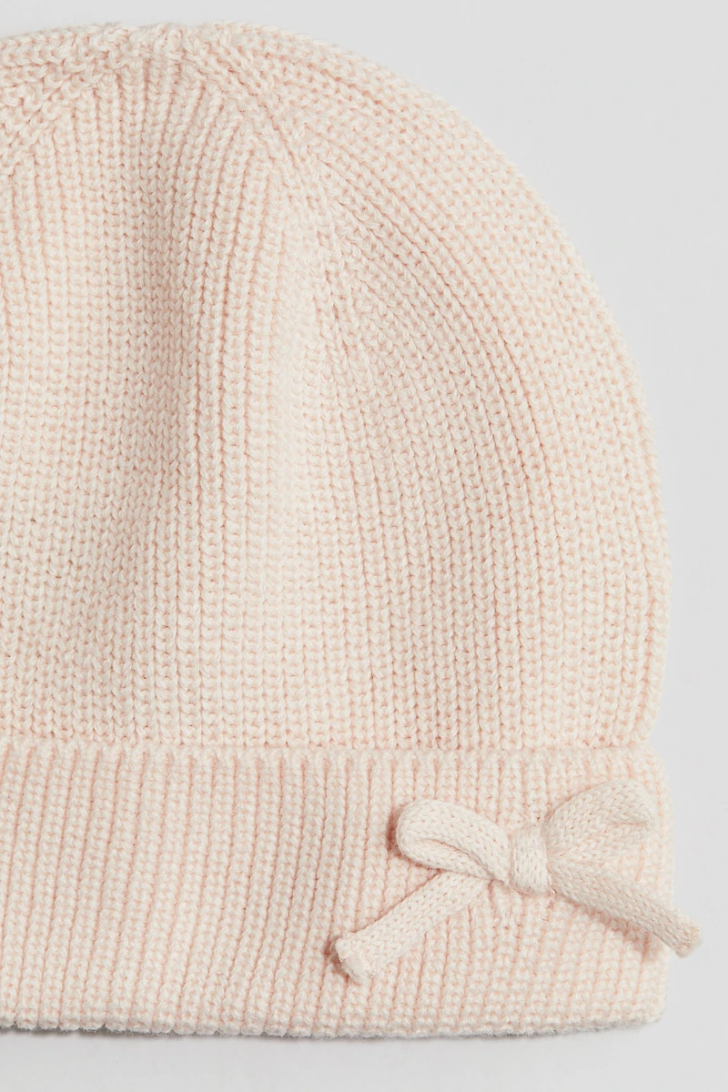 Bow-Detail Cotton Beanie