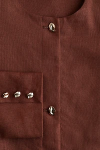 Linen-Blend Peplum Jacket