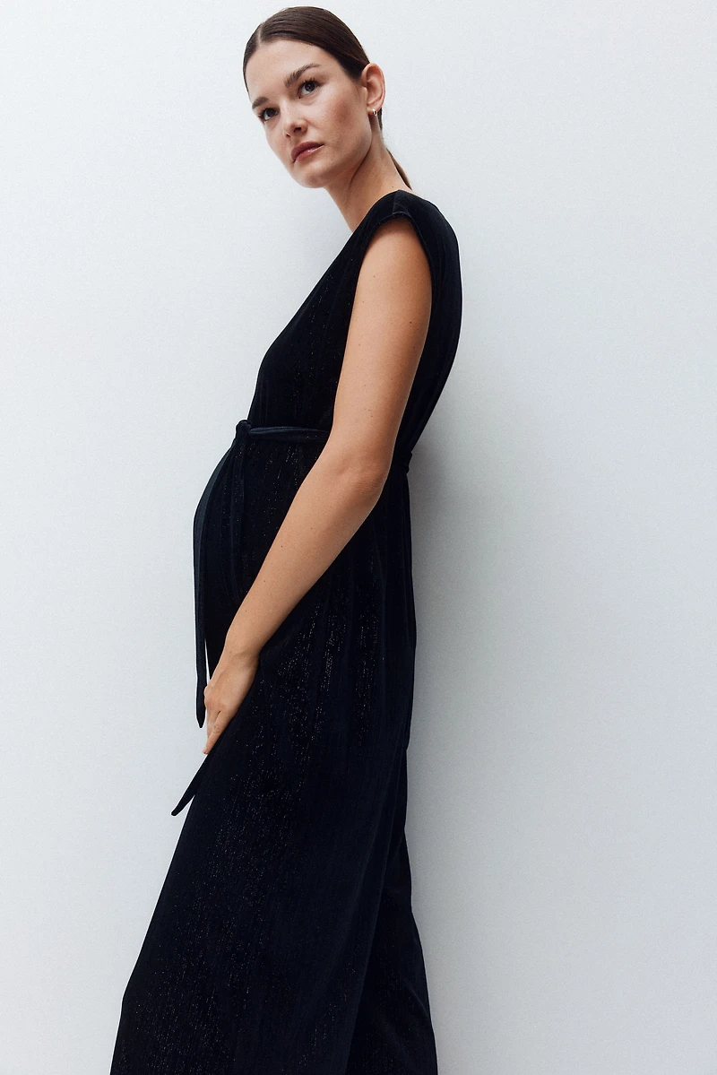 MAMA Sleeveless Tie-Belt Jumpsuit