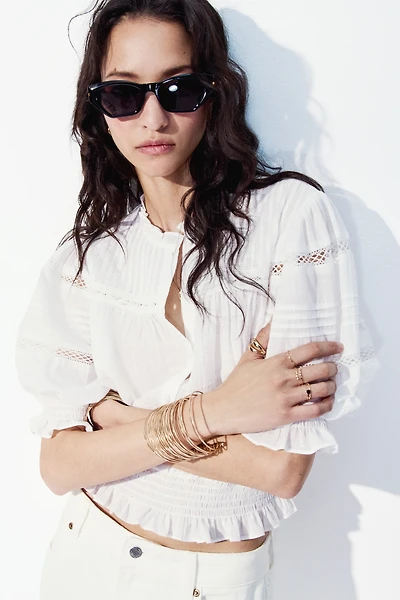 Pintucked Cotton Blouse