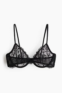 Underwired embroidered bra