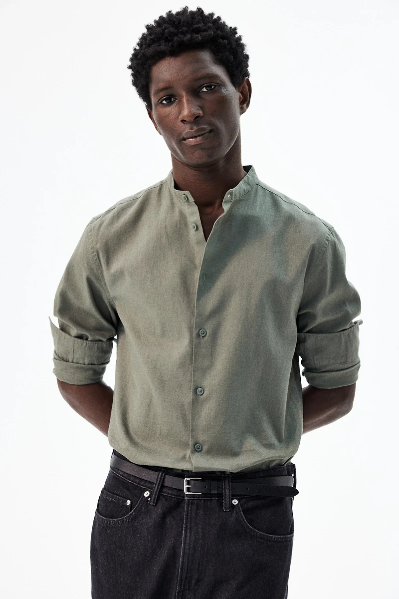 Regular-Fit Linen-Blend Shirt