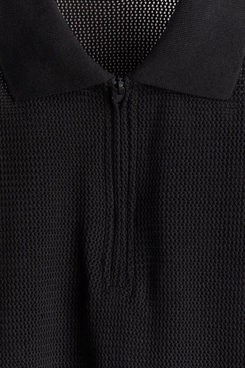 Regular-Fit Open-Knit Polo Shirt