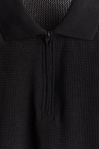 Regular-Fit Open-Knit Polo Shirt