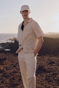 Regular-Fit Short-Sleeved Linen-Blend Shirt
